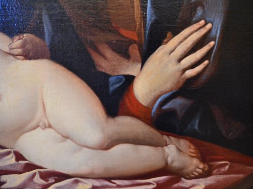  - Madone en Adoration de l'Enfant endormi - École bolognaise du XVIIe siècle